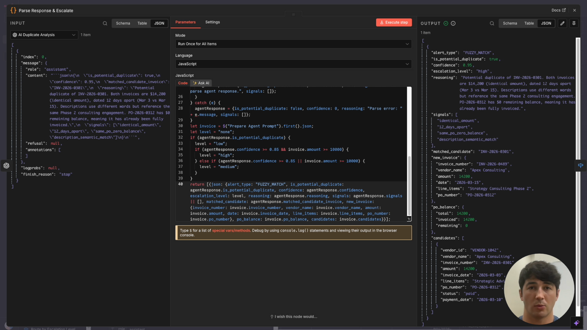 Escalation node showing confidence score of 0.95 and high escalation level